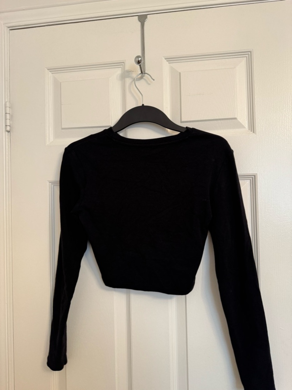 Modal-Cotton Blend Cropped Long Sleeve Top